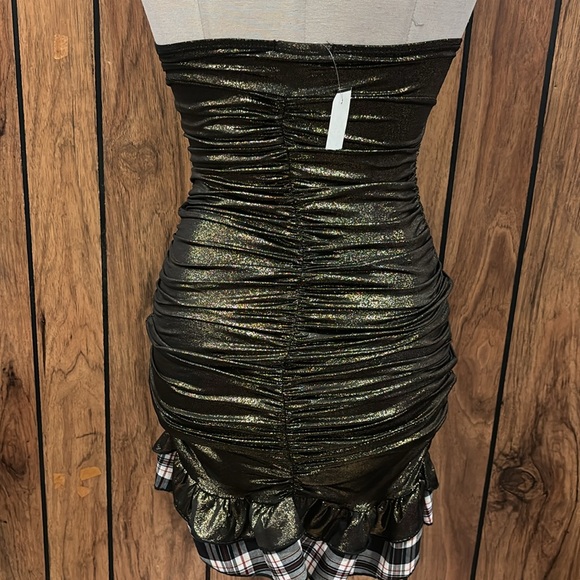 Gold and Plaid Halter Dress women’s Size Small - Picture 4 of 8